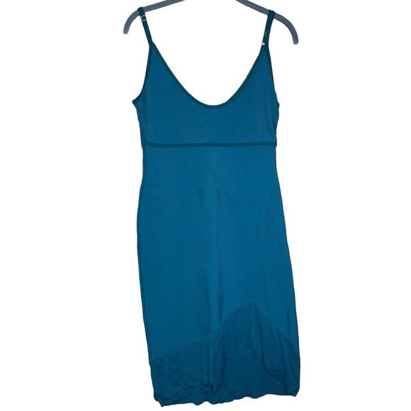 Herve Leger Dress turquoise body con ruffle hem women’s size medium Paris France